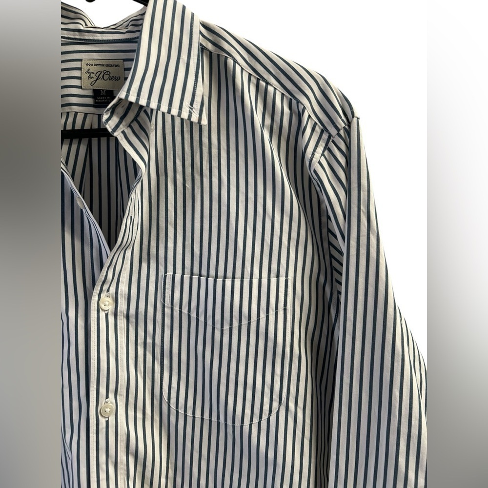 J Crew blue striped cotton long sleeve dress shirt slim - Picture 4 of 5